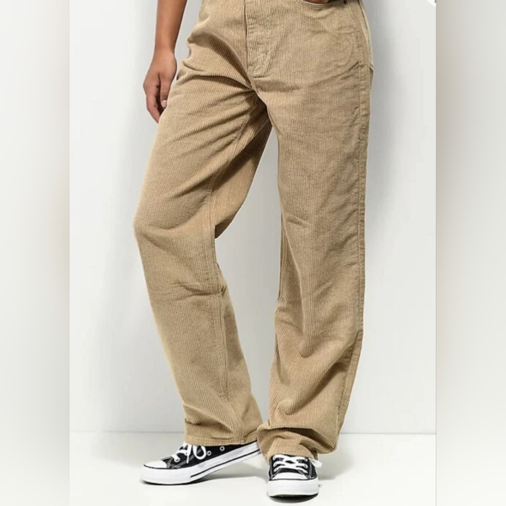 Empyre Tori 90's Cordory Skate Pants Khaki Womans Sz 4 High Waist Loose Fit - Picture 3 of 10